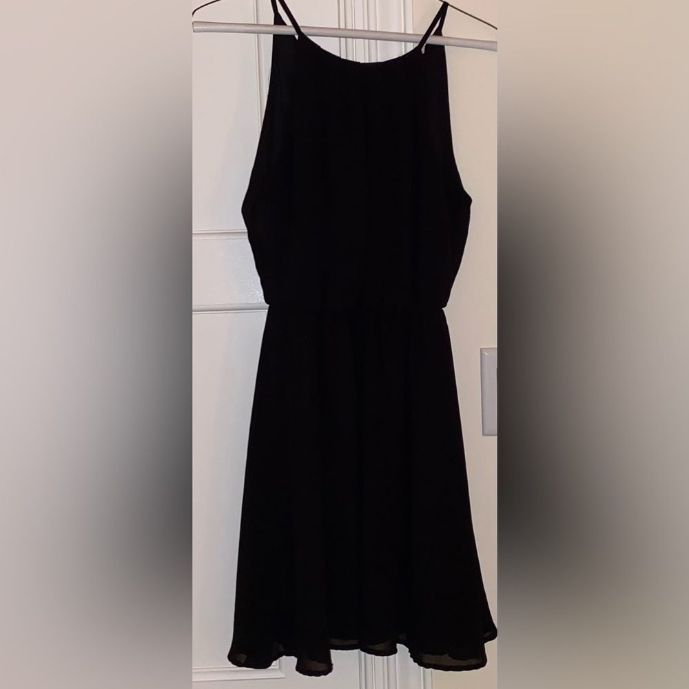 black chiffon midi dress